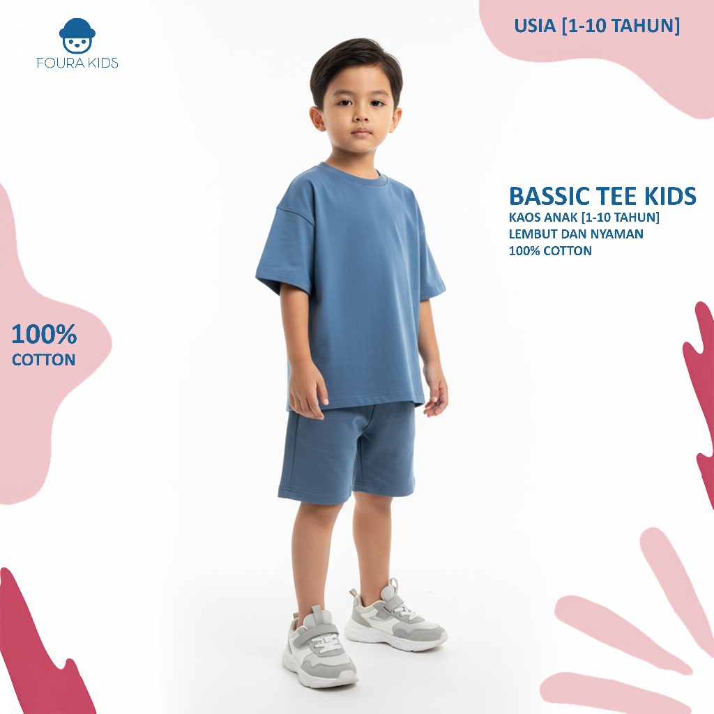 Foura Tshirt Reguler Kaos Anak Basic Denim - Kaos Reguler Anak | Kaos Anak Unisex