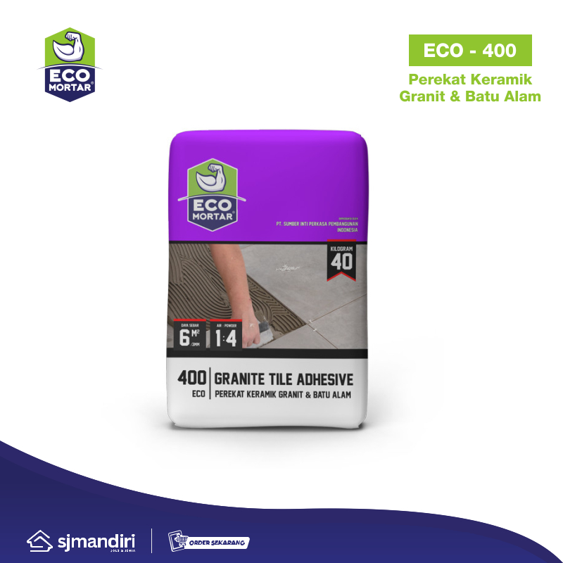 Eco Mortar Perekat Keramik Granit & Batu Alam Eco 400 Mortar Instan Eco Semen Instan