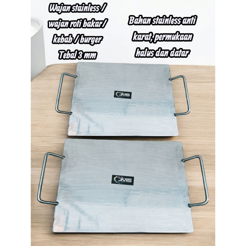 WAJAN STAINLESS / WAJAN ROTI BAKAR / WAJAN KEBAB BURGER TEBAL 3MM STAINLESS FOOD GRADE
