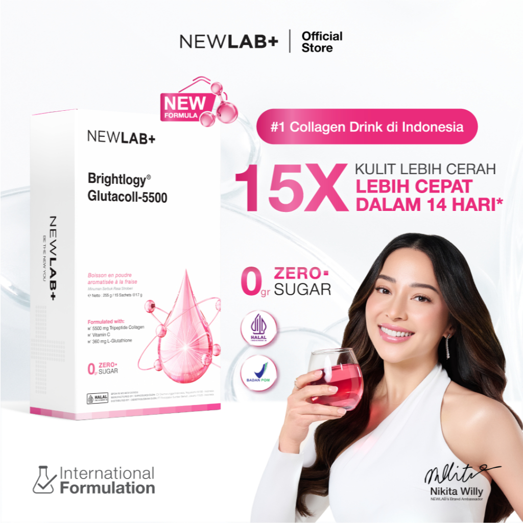 NEWLAB Brightlogy GlutaColl-5500 | Minuman Glutathione & Collagen Drink