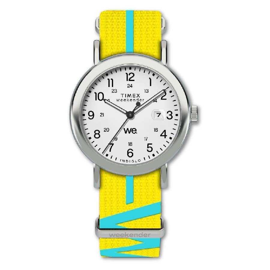 Timex Weekender TW2W99700 Indiglo White Dial Yellow Fabric Strap