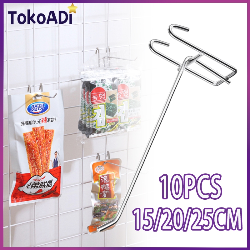 10pcs Cantolan Ram Gantungan Ram Besi Cantolan Aksesoris Single Ram Chrome Display Kawat Hook Ukuran
