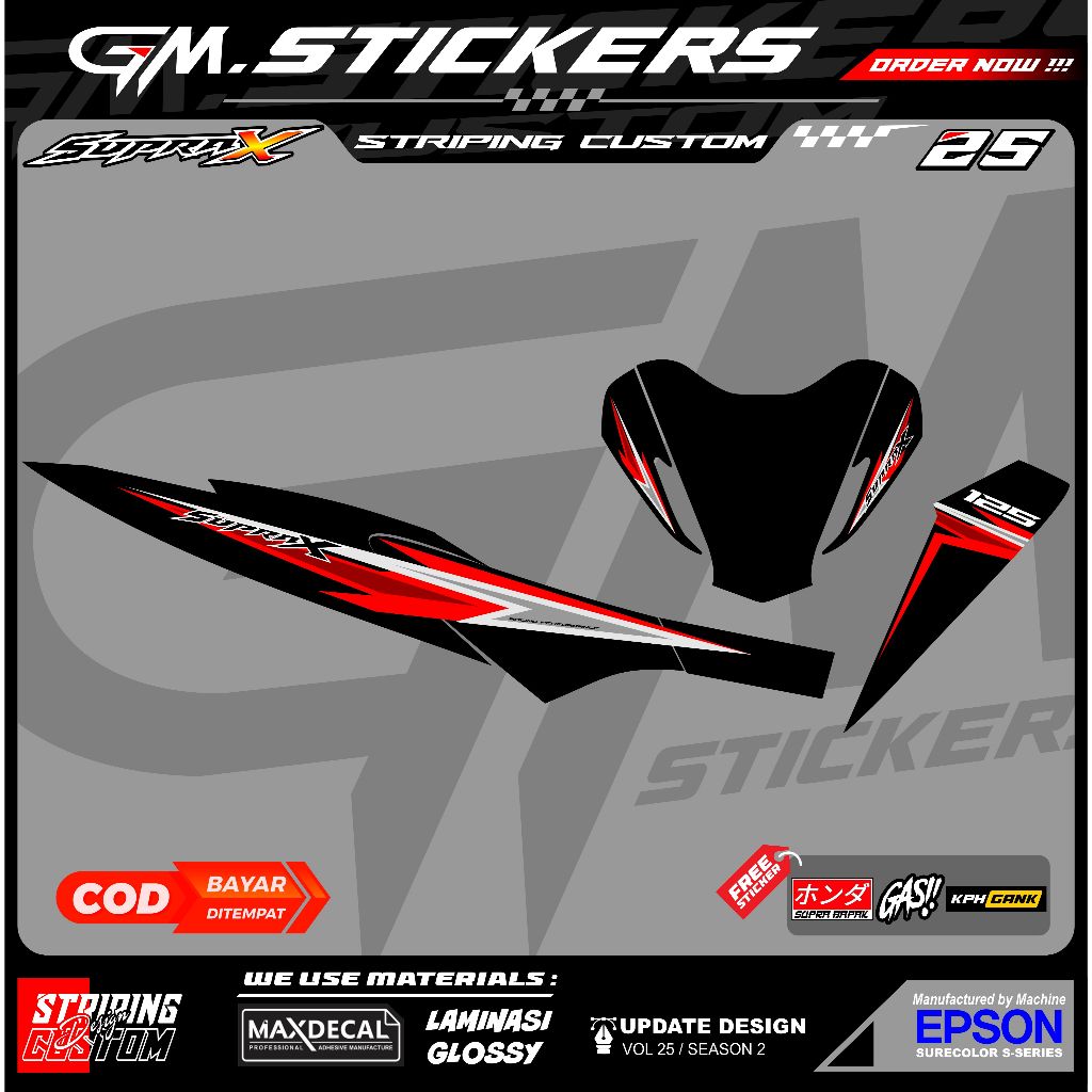 STRIPING VARIASI HONDA SUPRA KPH SUPRA X 125 SUPRA X BATMAN 2008-2012 MODEL THAILAND RACING K45