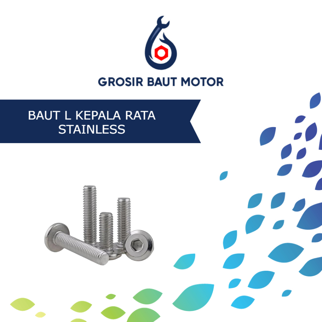 Baut L Kepala Rata Stainless Thin Head M4 x 10 mm Low Profile SS304 Flat Head Socket Cap Screw Thin 