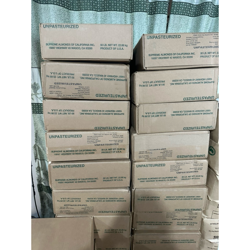 1 DUS KACANG ALMOND MENTAH PREMIUM BERAT 22.68 KG