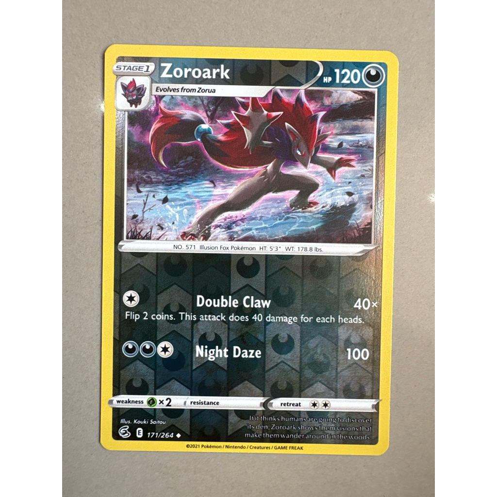 kartu pokemon original holo reverse zoroark e 171/264
