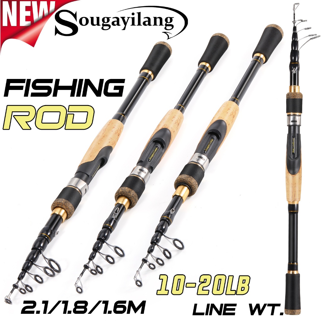Sougayilang Joran Pancing/Tongkat Pancing Portabel, Panjang 1,6/1,8/2,1 meter, Konstruksi Serat Karb