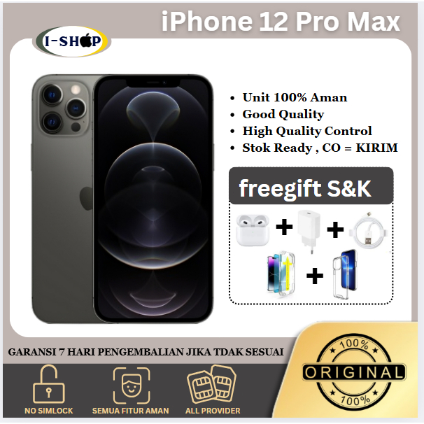 iPhone 12 Pro Max 128GB,256GB Second Ori Apple Kondisi Mulus & Normal, ALL SIM , KUALITAS TERJAMIN!