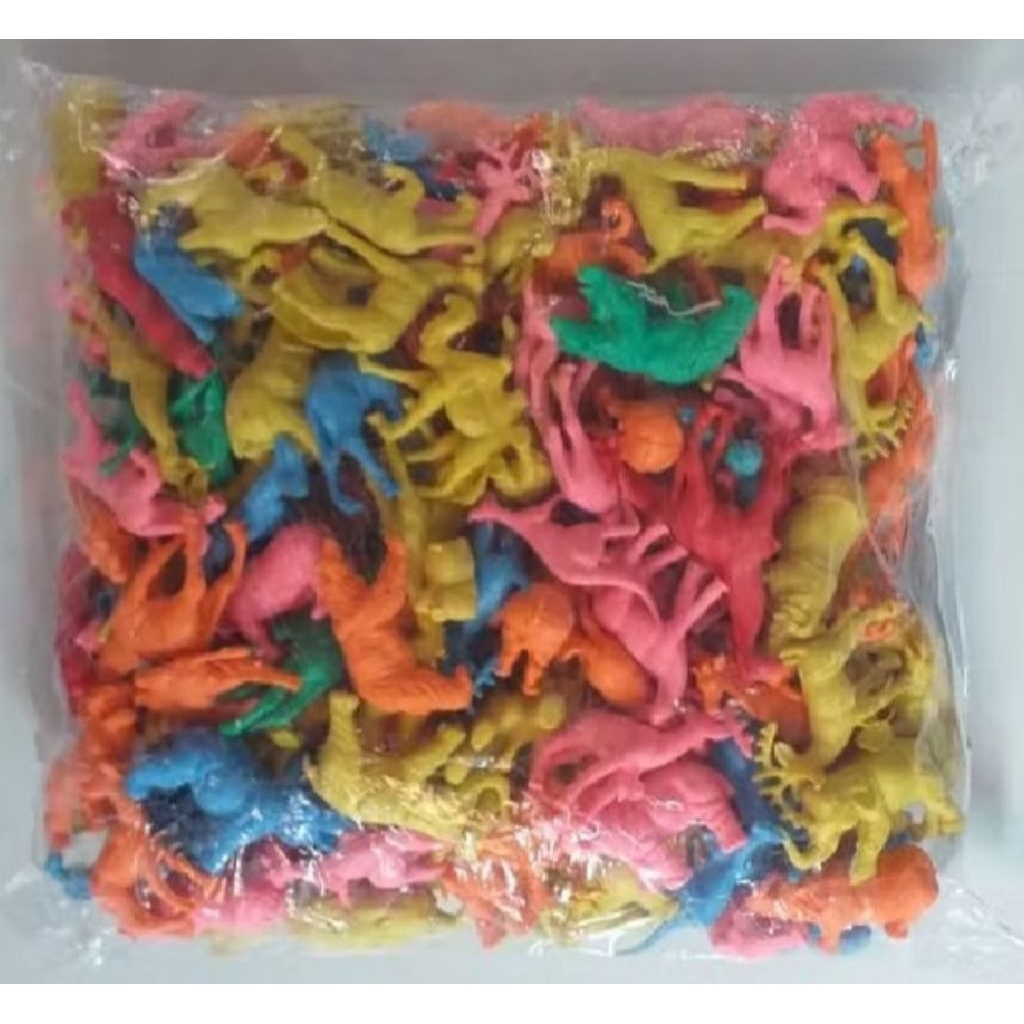 Mainan Anak Binatang Karet Kiloan Mainan Patung  Binatang Safari Berat 500 Gram (±95 Pcs)