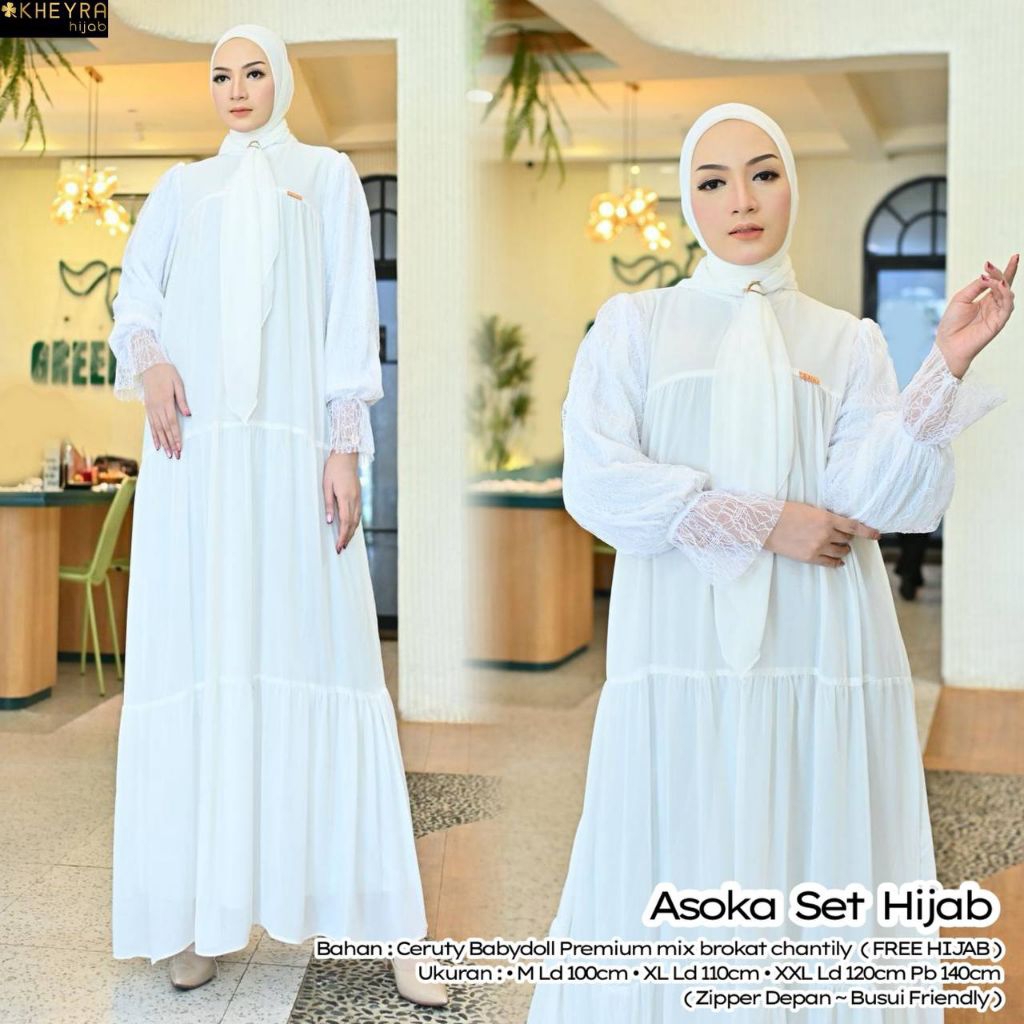 Gamis Hitam Premium Lengan Brokat + Hijab – Ceruty Babydoll Muslimah Modis