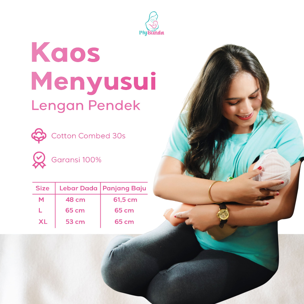 My Bunda Collection - Kaos Ibu Menyusui Lengan Pendek Bukaan Kanan Kiri Nursing Wear | Kaos Busui