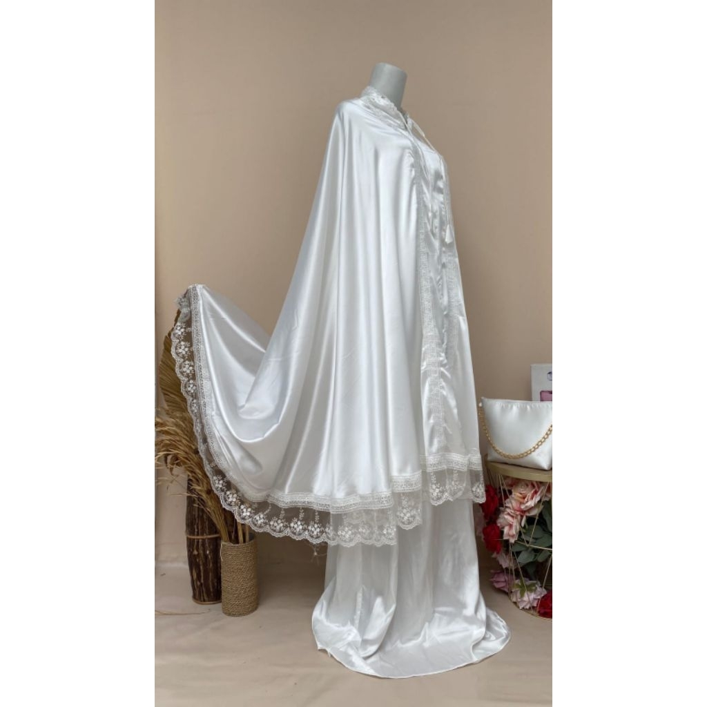 MUKENA DEWASA WARNA PUTIH SILK ARMANI PREMIUM