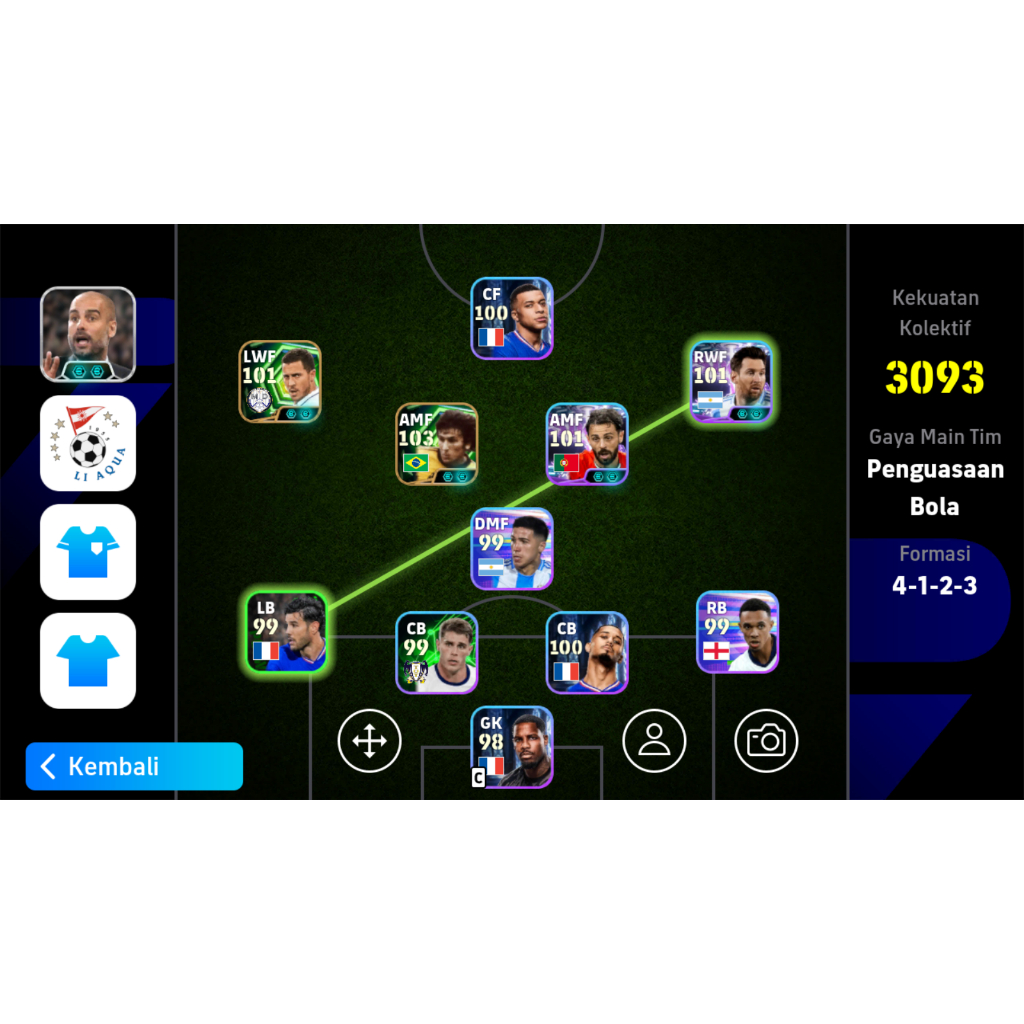 Akun Efootball mobile 2026 Zico Blitz Curler ft (Guardiola Manager Ball Possession Link UP)