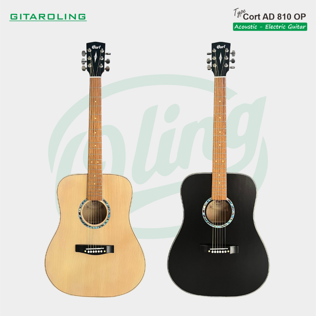 Gitar Akustik Cort AD810 OP Elektrik - Natural & Hitam - Suara Jernih & Powerful Sound