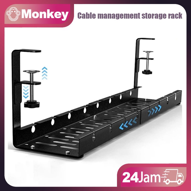 Desk Mount Cable Management Tray Management Under Desk Stainless Steel Rak Meja multifungsi