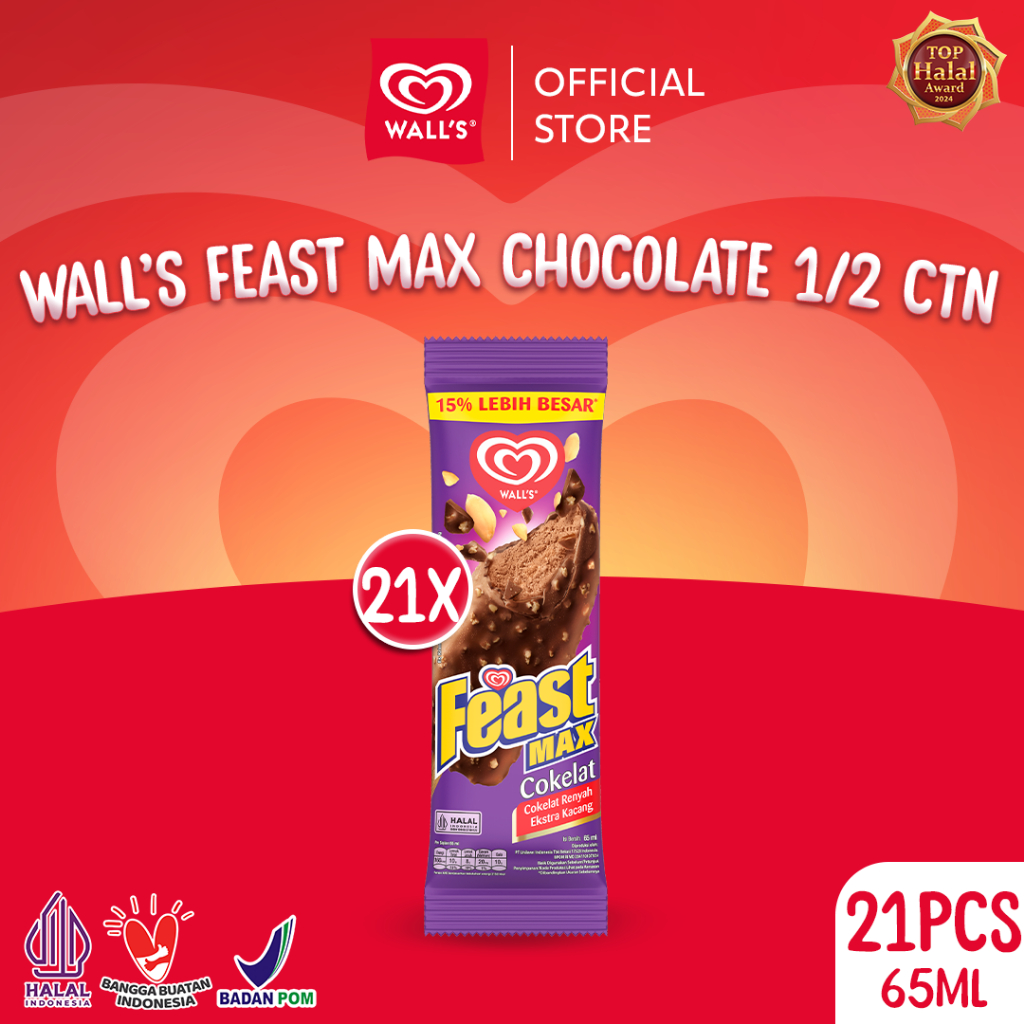 Wall's Feast Max Chocolate 1/2 Carton - Es Krim / Ice Cream