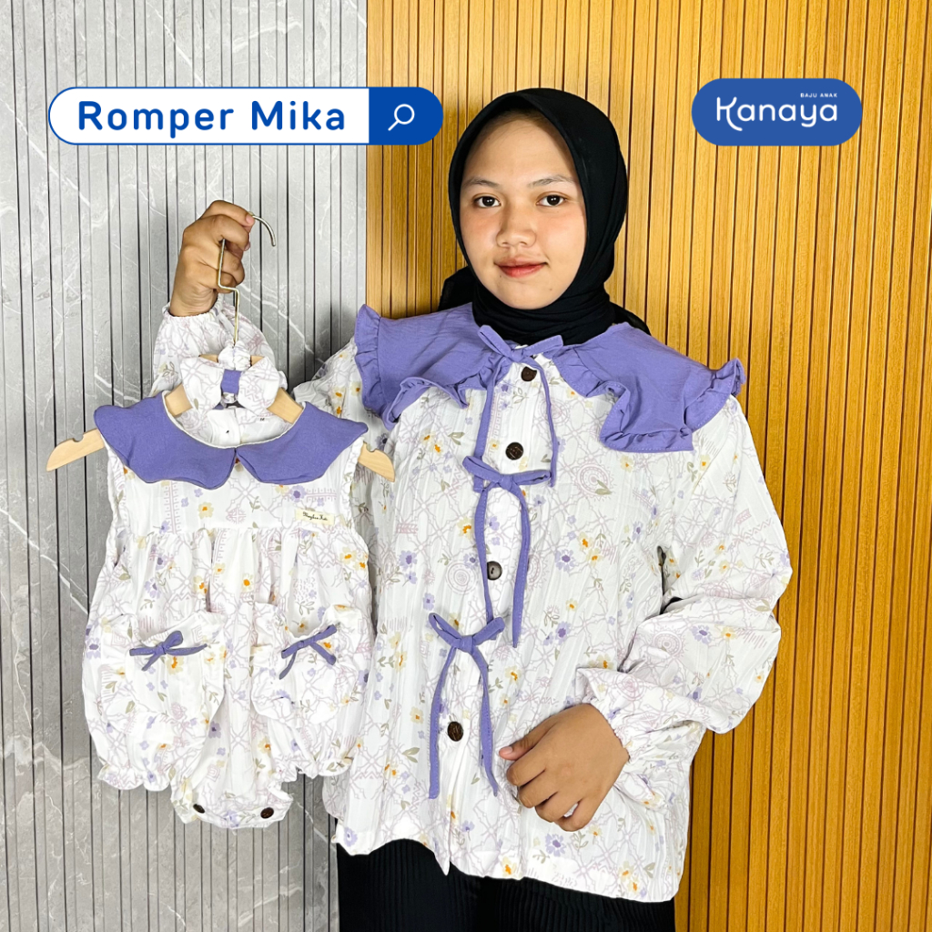 COUPLE MOM & KIDS MIKA ROMPER BAYI DAN TUNIK BUSUI BAJU KEMBARAN IBU & BAYI NEWBORN BY MYBEE