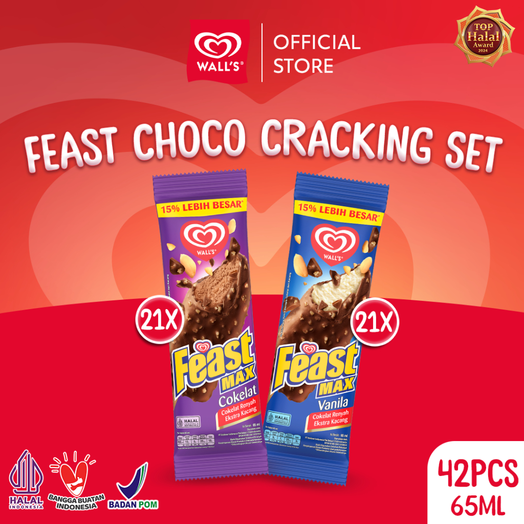 Wall's Feast Choco Cracking Set - Feast Max Chocolate & Vanilla - Es Krim / Ice Cream