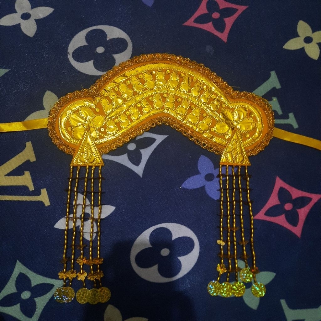 Ramin melayu bludru/ mahkota kening/ ramin melayu hiasan kepala bahan bludru/ ramin melayu 1 tingkat