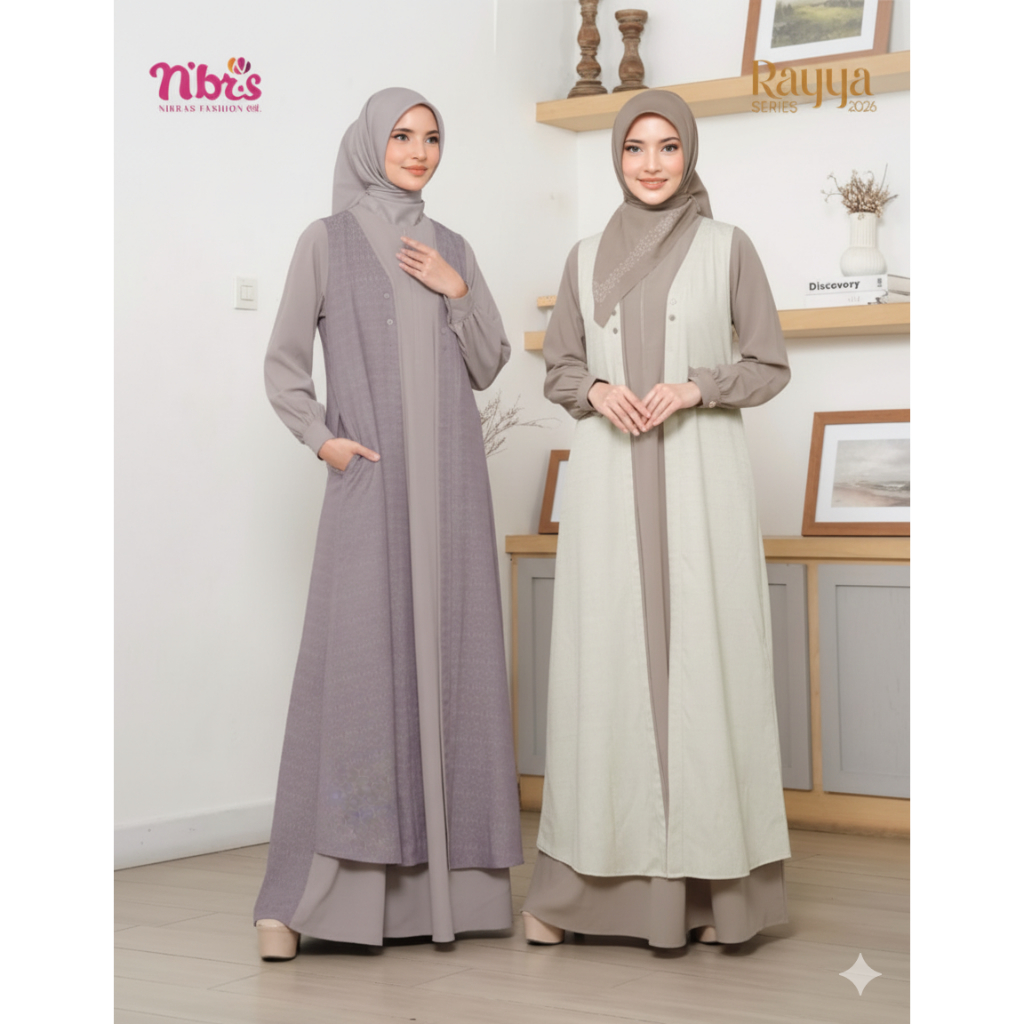 GAMIS WANITA HILDIA KHAKY PALE MAUVE ORIGINAL NIBRAS FASHION DRESS BAJU BUSANA MUSLIM DEWASA BUSUI P