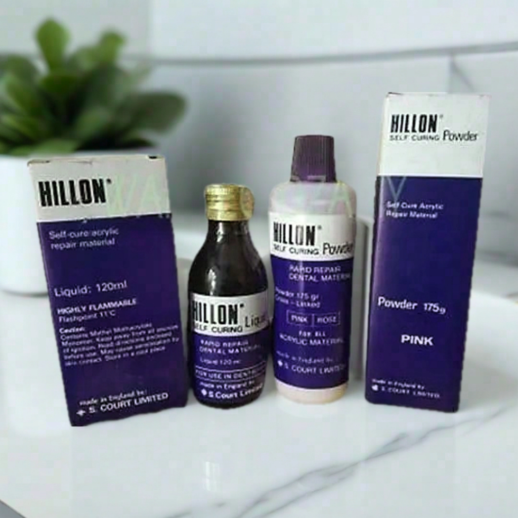 Powder Liquid Hilon Self Curring Lem Gigi Palsu 1 set Powder Liquid Dental