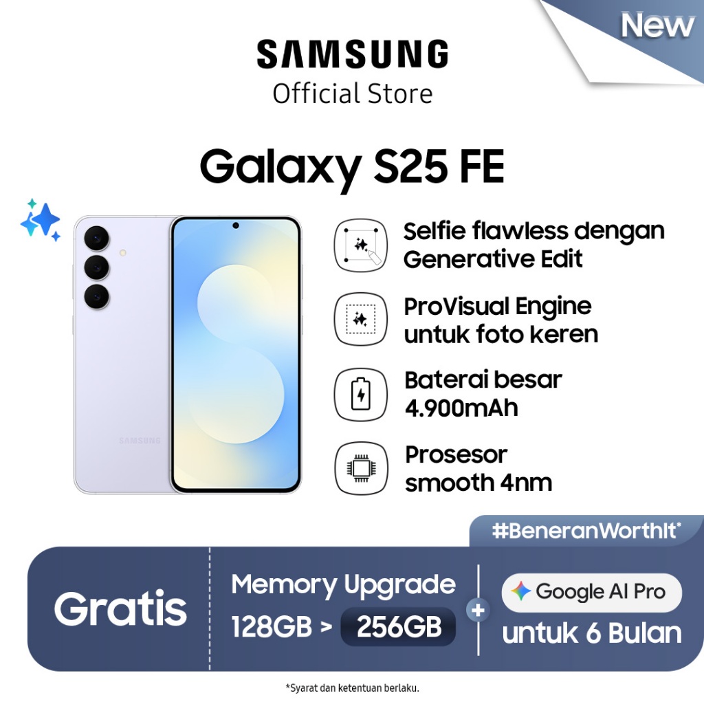 [Free Upgrade From 128GB] Samsung Galaxy S25 FE 8/256GB - Icyblue