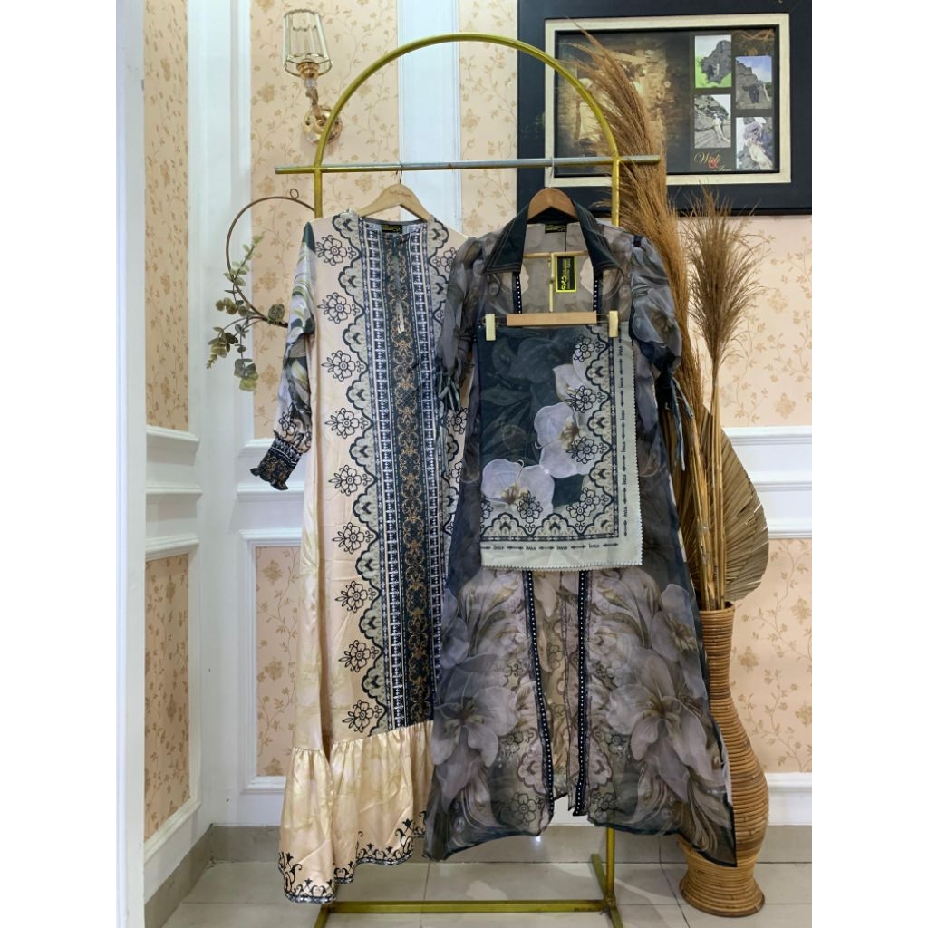 SYEVARA SET OUTER DAN HIJAB BY IVAS PRODUCTION GAMIS.     MEWAH TERBARU