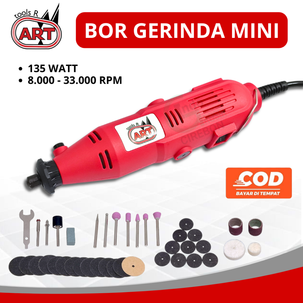 Mesin Gerinda Mini Porting Tuner 135W Bor Kayu Besi Gigi Palsu Pemotong Gergaji Poles ART