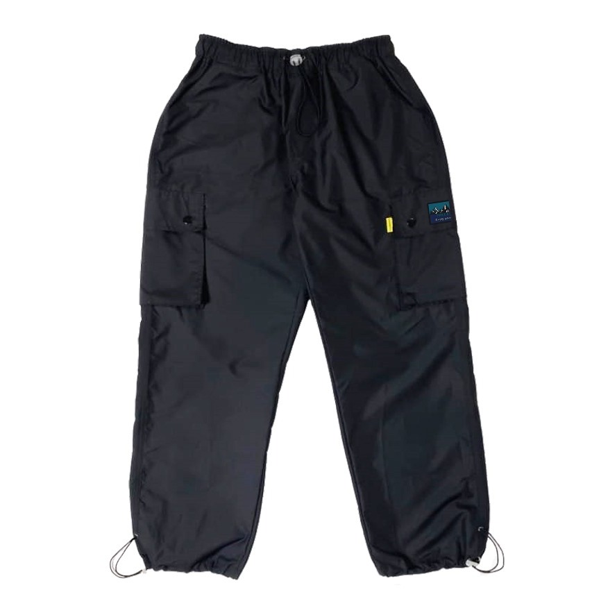 SFS_Celana Cargo Long Pants Pria Polyester  Trackpants Loose Fit Gramic Black