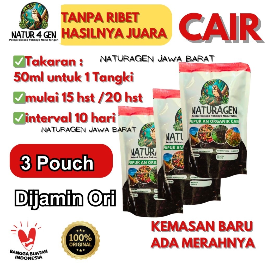 3 POUCH NATURAGEN CAIR XTRA 250ml ORI No 1 TERMURAH Naturagen Jawa Barat pupuk padi pupuk naturagen 