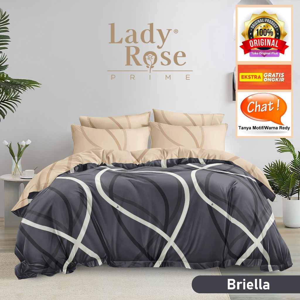 Lady Rose Original Bedcover - Ukuran 180 Set Sprei Dan Sarung Bantal Guling