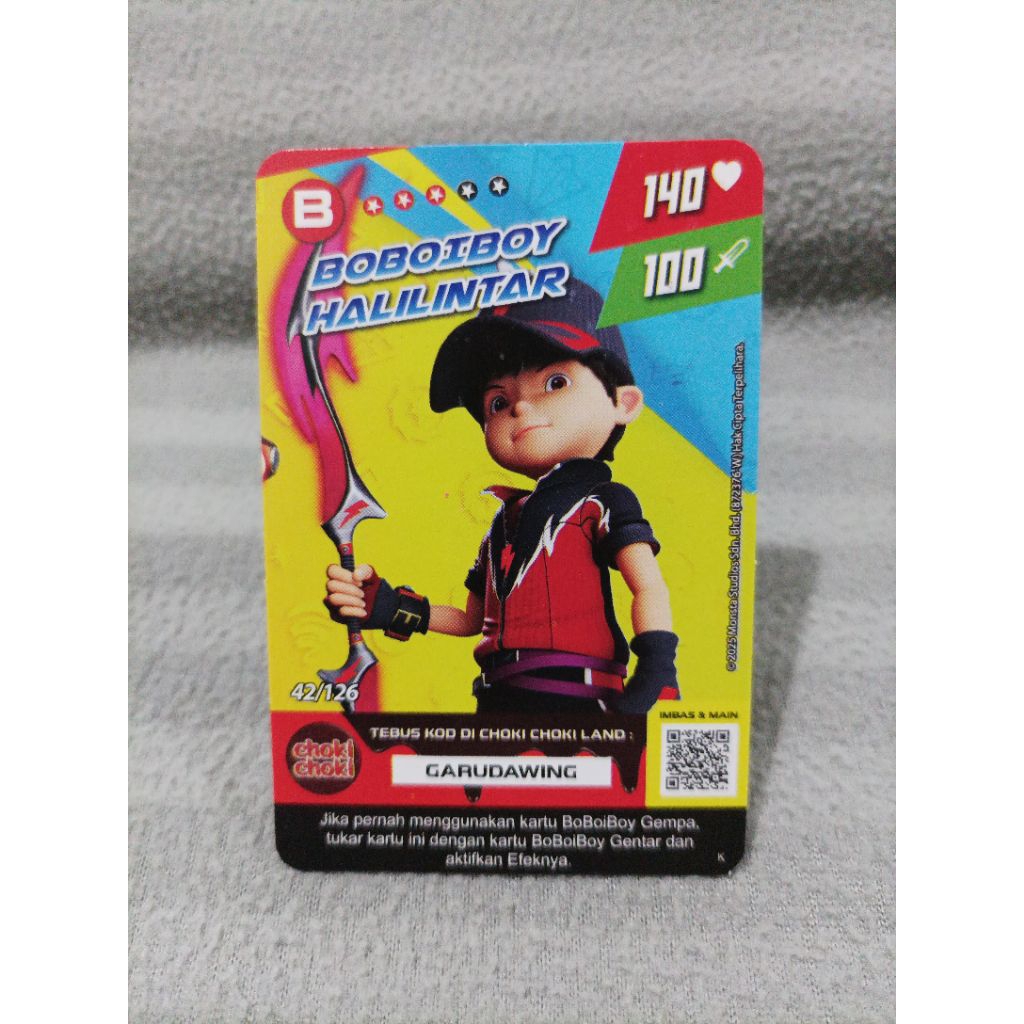 Kartu choki choki boboiboy monsta galaxy boboiboy halilintar 42/126