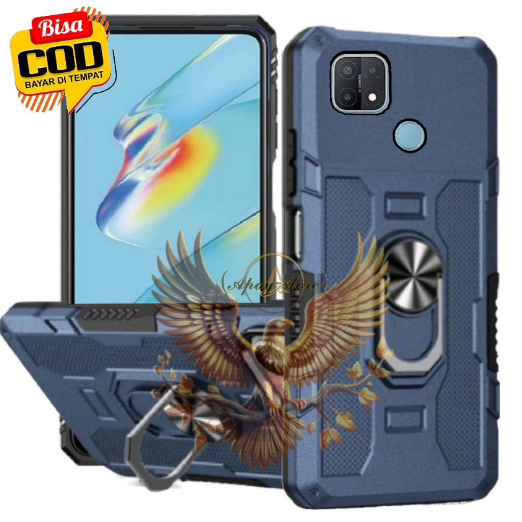 Case OPPO A15/A15S Soft Case Robot Hit EYE Ring Standing Hard Case Carbon