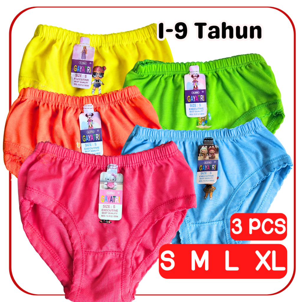 3 Celana Dalam Anak PEREMPUAN CD ANAK STABILO - Pakaian Dalam ANAK GRIYO DALEMAN99