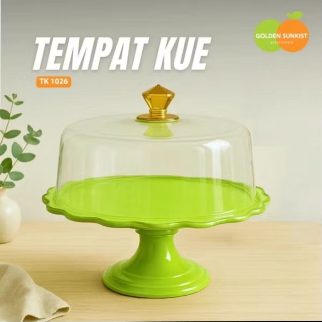 Tempat Kue CakeTray Tempat Bosara Wadah Kue Meja Kue Cantik Bening Transparan TK 1026 Golden Sunkist