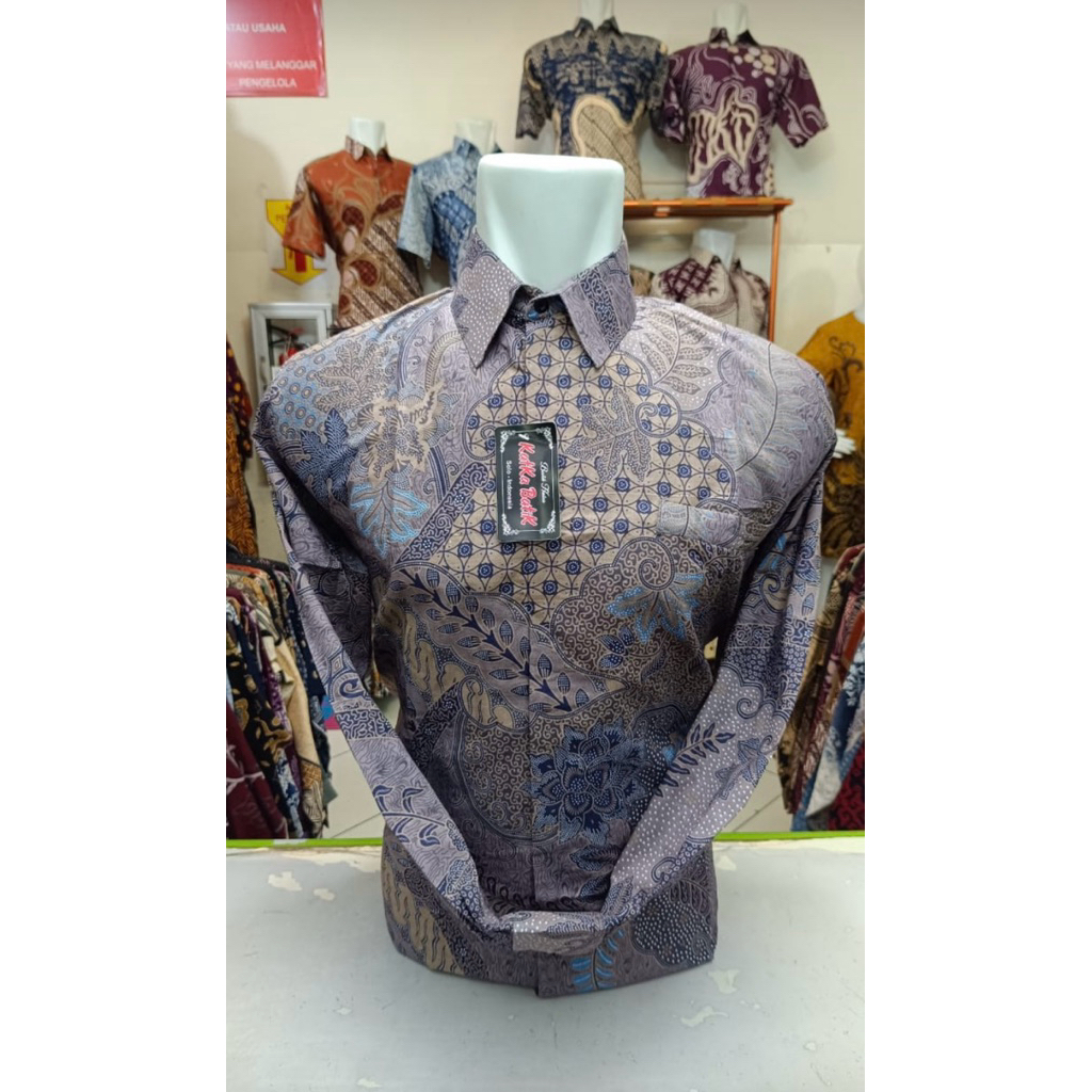 KEMEJA PANJANG LILAC UNGU LENGAN PANJANG BATIK PRIA