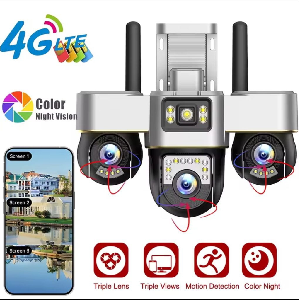 IP CAMERA CCTV TIGA LENS 10X ZOOM OUTDOOR KAMERA WIFI OUTDOOR WATERPROOF 360° DERAJAT CAMERA