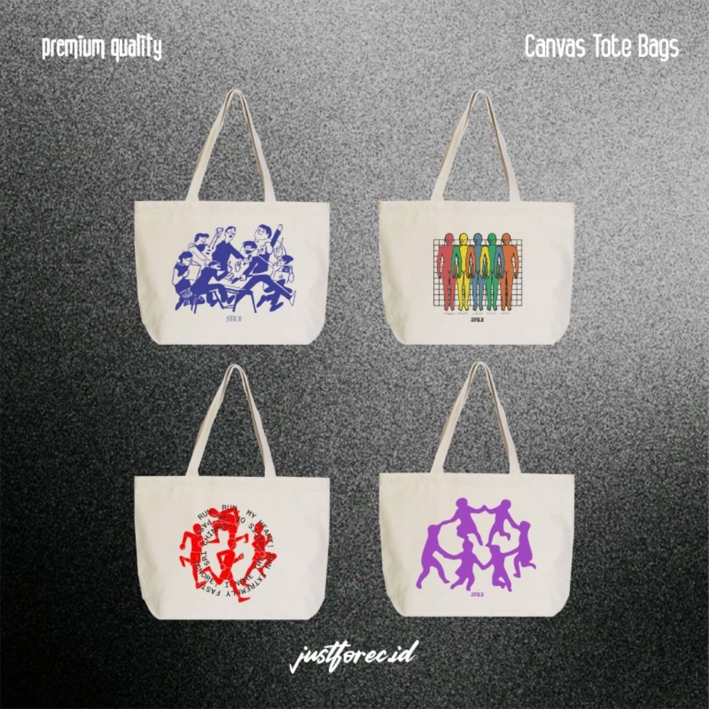 [JUSTFOREC.ID]Totebag Kanvas Trendy tema human social – Tas Kuliah / Kerja / Belanja / Healing