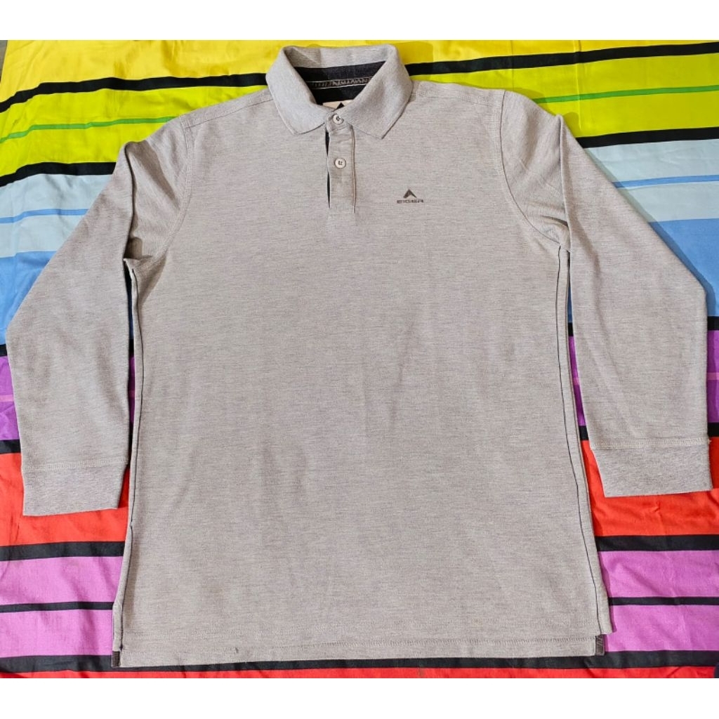 Kaos kerah lengan panjang branded Eiger size XXL