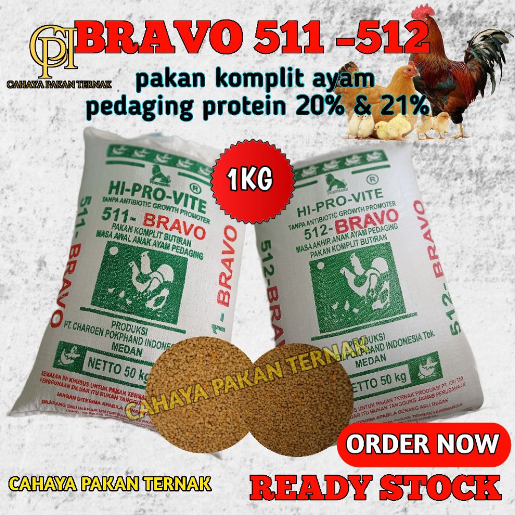 PAKAN AYAM PEDAGING BRAVO-511 & BRAVO-512 – REPACK 1 KG