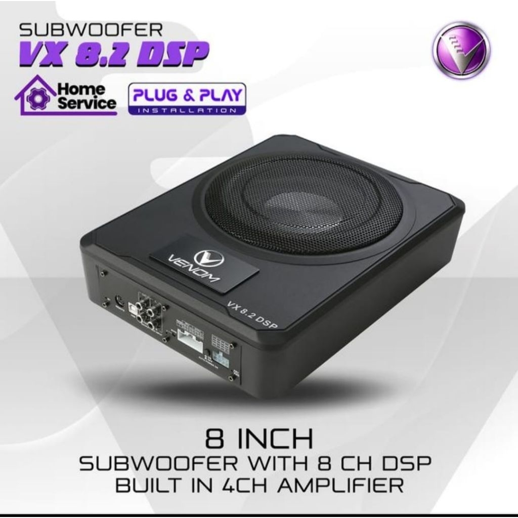 Subwoofer mobil kolong jok  sktif venom vx 8.2 dsp built power 4 channel amplifier garansi resmi