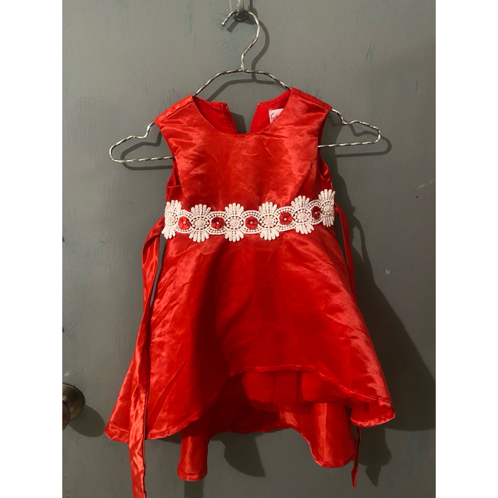 dress merah anak baju natal anak preloved
