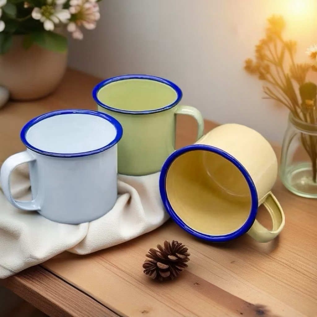 Mug Enamel Gelas Mug Cangkir Enamel Cangkir Kopi Teh Jadul Souvenir