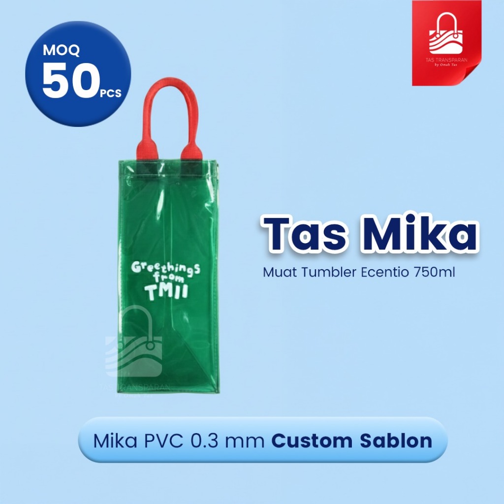 Tas Mika Transparan Kado Ultah Wedding Pernikahan Custom Sablon Tebal 0.3mm by Omah Tas Transparan