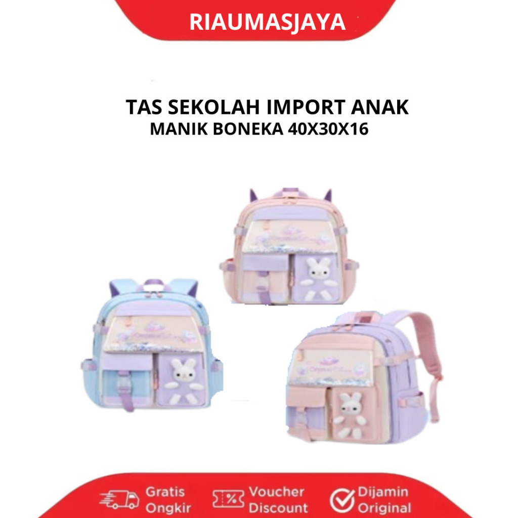 Tas Ransel Anak Perempuan/Tas sekolah anak-anak Model Kelinci Bahan Premium Tas Kulkas Anti Air untu