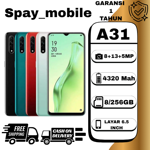 Oppo A31 99% baru android smartphone Ram 6GB Internal 128GB LTE Garansi 1 Tahun Kamera Triple 13MP L
