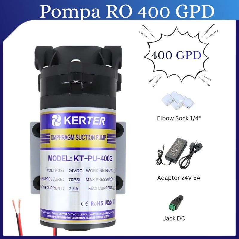 Kerter Pompa RO 400 GPD 24V RO Pump DC 24V Pompa Dorong 400 Gpd
