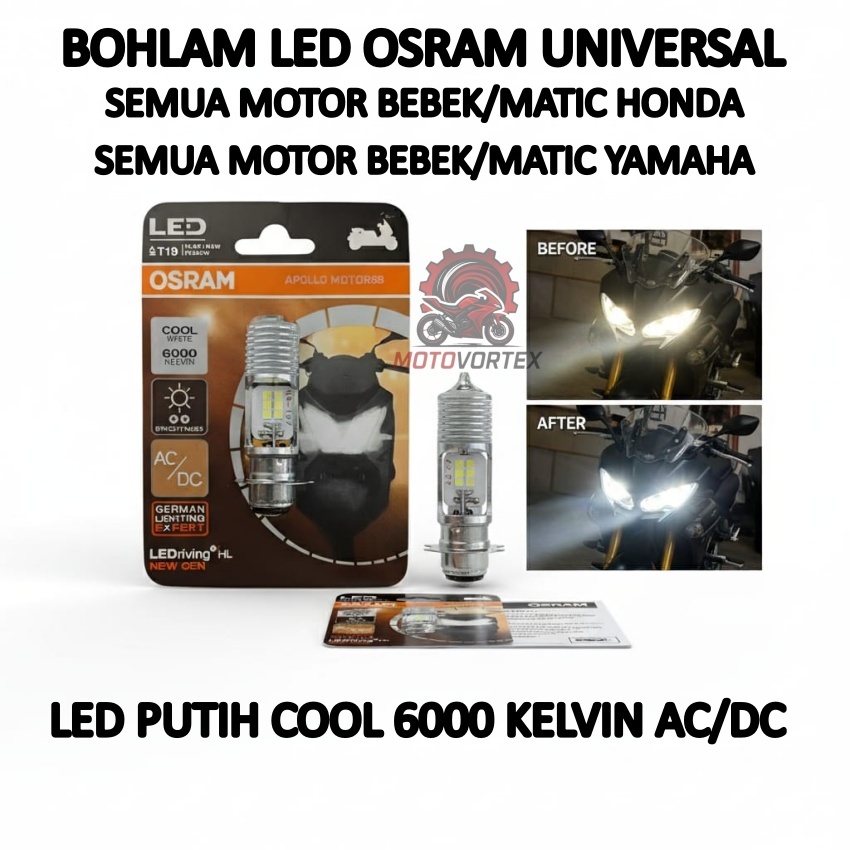 Bohlam Osram T19 LED Putih Lampu Depan Motor Universal Motor Bebek Motor Matic Beat Vario Mio Jupite