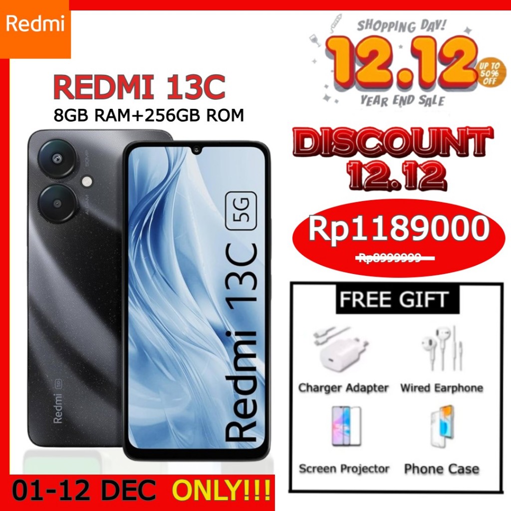 [BARU] XIAOMI REDMI 13C RAM 8/256GB NFC Smartphone Baru