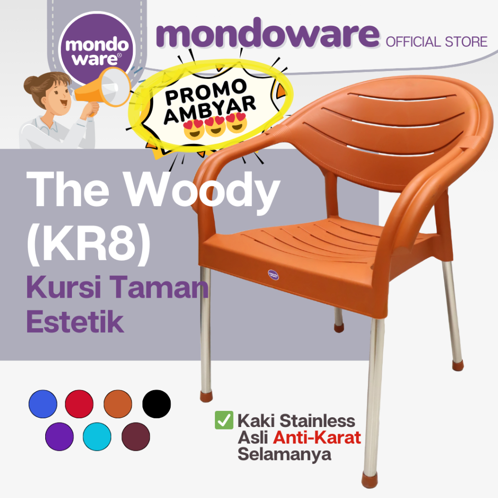 MONDOWARE | Kursi Teras Santai Minimalis/Kursi Taman Modern Premium Ergonomis/Kursi Rumahan Estetik/